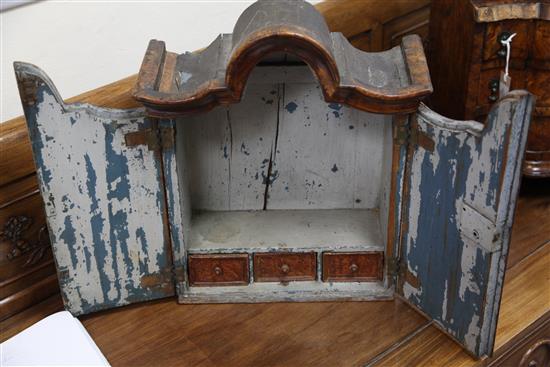 A model of an Austro-Hungarian burr wood bureau bookcase, W.1ft 4in. D.1ft 1in H.3ft 3in.